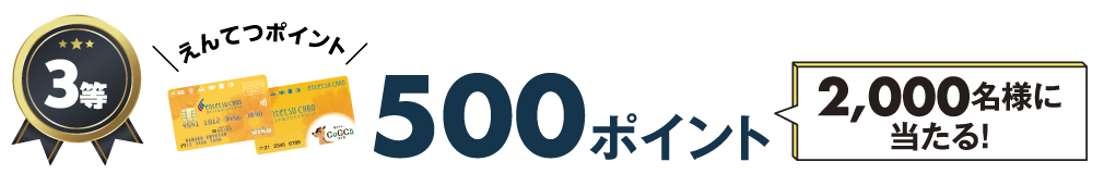 3等 えんてつポイント500ポイント 2,000名様に当たる!