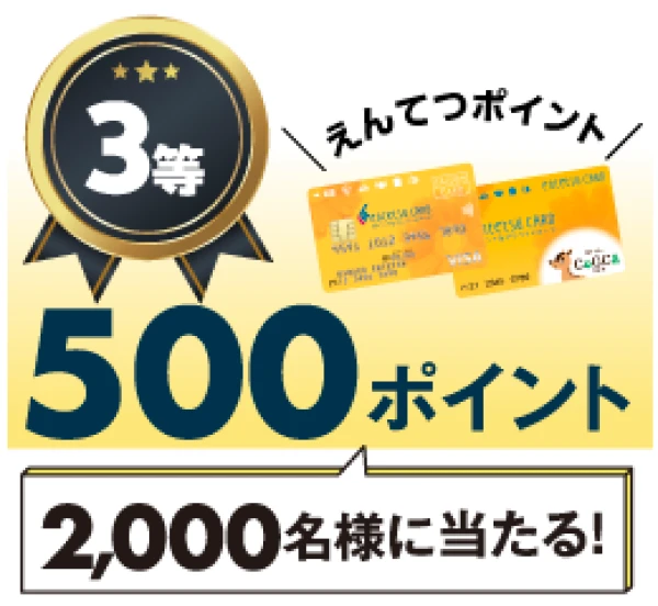 3等 えんてつポイント500ポイント 2,000名様に当たる!